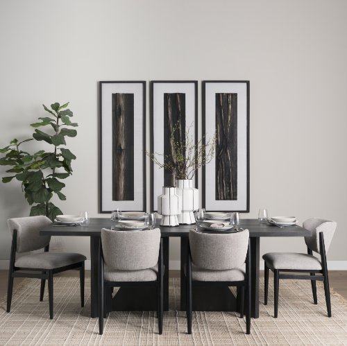 70897 - Tarro 84" Rectangular Textured Black Wood w/ Geometrical Base Dining Table 