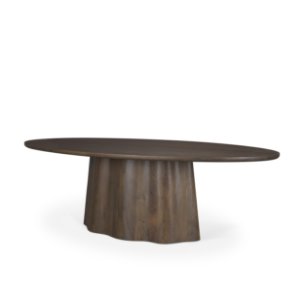Jovani 94"L x 47"W Oval Pedestal Dining Table | Modern | Dark Brown Wood | Seats 8