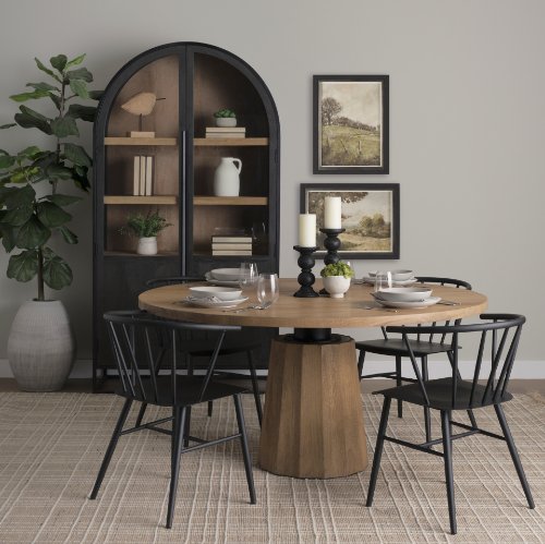 70865-AB - Swanson 60" Light Brown Wood Round Pedestal Dining Table