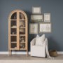 70860 - Callum Light Brown Elm Wood w/ Glass Doors  Arched Curio Cabinet