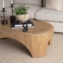 70866 - Shima Oval Light Brown Wood w/ Arched Legs Coffee Table