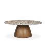 71102-AB - Allyson Round Brown Pedestal w/Savar Pink Marble Top Coffee Table