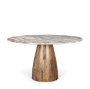 71103-AB - Allyson 54" Round Brown Pedestal w/Savar Pink Marble Top Dining Table