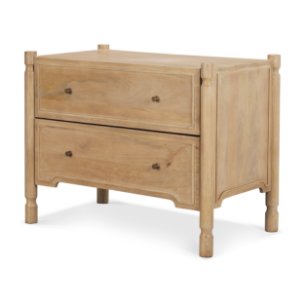 Phil Light Brown Wood 2 Drawer Nightstand