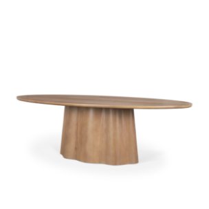 Jovani 94"L x 47"W Oval Pedestal Dining Table | Modern | Light Brown Wood | Seats 8