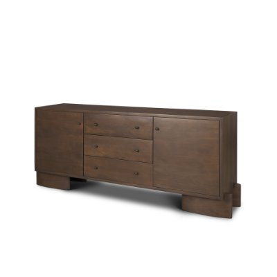 71111 - Jonan Dark Brown Wood w/ Dark Aged Brass 2 Door 3 Drawer Sideboard