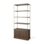 71118-AB - Baron Dark Brown Wood w/ Antiqued Aged Brass Metal 2-Door Open Shelving Unit