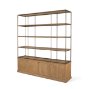 71115-AB - Baron 4-Door Light Brown Wood w/ Gunmetal Open Shelving Unit
