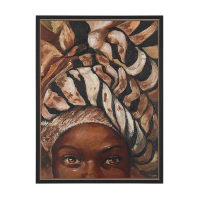 102653-FS - Mud Cloth Head Scarf I by Mercana Studio a Hand Embellished Textured Framed Canvas