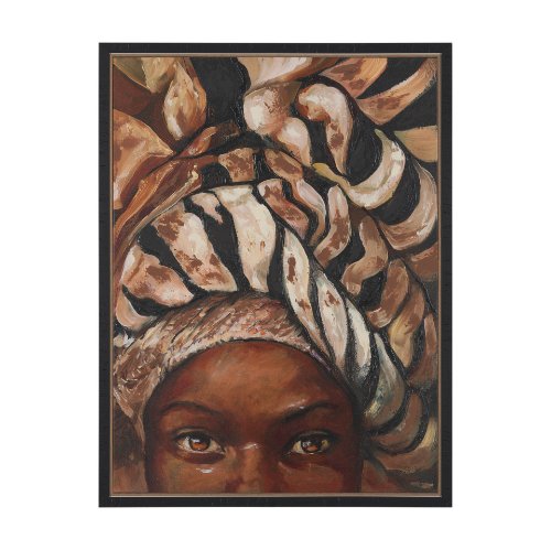 102653-FS - Mud Cloth Head Scarf I by Mercana Studio a Hand Embellished Textured Framed Canvas