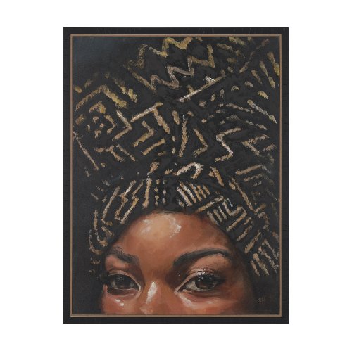102654-FS - Mud Cloth Head Scarf II by Mercana Studio a Hand Embellished Textured Framed Canvas