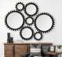68551 - Alloy Cog 37" Round Black Metal Frame Mirror
