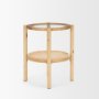 71044 - Weslyn Solid Light Brown Wood and Glass Top w/ Cane Side Table