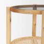 71044 - Weslyn Solid Light Brown Wood and Glass Top w/ Cane Side Table
