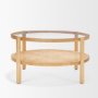 71045 - Weslyn Solid Light Brown Wood and Glass Top w/ Cane Coffee Table