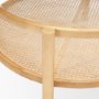 71045 - Weslyn Solid Light Brown Wood and Glass Top w/ Cane Coffee Table