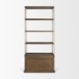 71118-AB - Baron Dark Brown Wood w/ Antiqued Aged Brass Metal 2-Door Open Shelving Unit