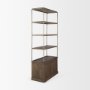 71118-AB - Baron Dark Brown Wood w/ Antiqued Aged Brass Metal 2-Door Open Shelving Unit