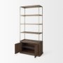 71118-AB - Baron Dark Brown Wood w/ Antiqued Aged Brass Metal 2-Door Open Shelving Unit