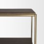 71118-AB - Baron Dark Brown Wood w/ Antiqued Aged Brass Metal 2-Door Open Shelving Unit