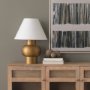 70747 - Salaah Antique Gold Brushed Metal w/ Cream Shade Table Lamp