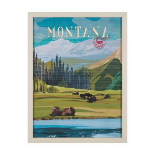 Montana Go USA (L) by Mercana Studio a Hand Embellished Decograph Framed Art Print
