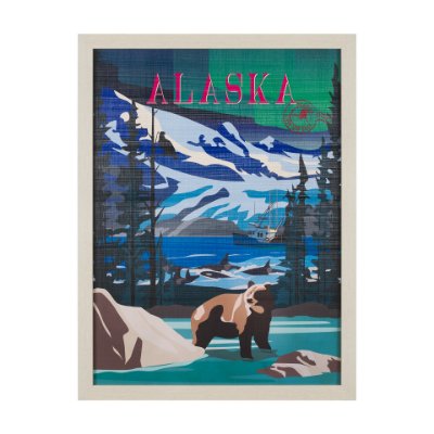 15647 - Alaska Go USA (L) by Mercana Studio a Hand Embellished Decograph Framed Art Print