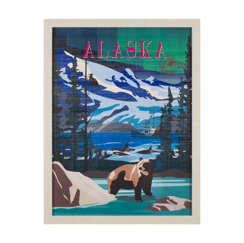 15647 - Alaska Go USA (L) by Mercana Studio a Hand Embellished Decograph Framed Art Print