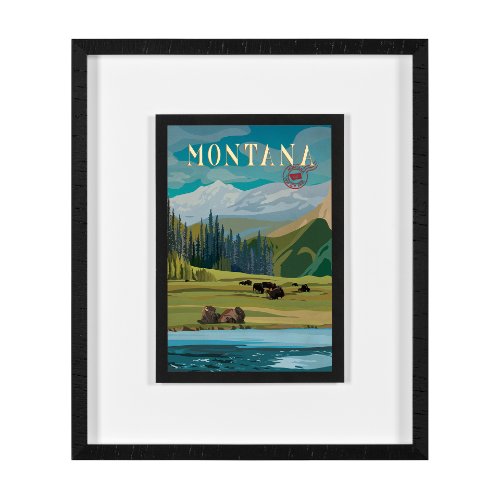 15640 - Montana Go USA (M) by Mercana Studio a Framed Art Print Matted under Glass