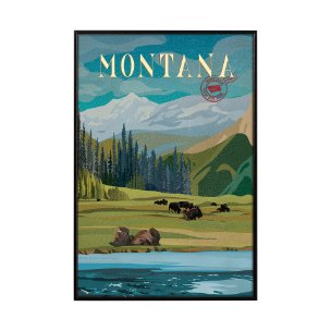 Montana Go USA (SM) by Mercana Studio a Hand Embellished Decograph Framed Art Print