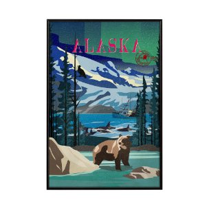Alaska Go USA (SM) by Mercana Studio a Hand Embellished Decograph Framed Art Print