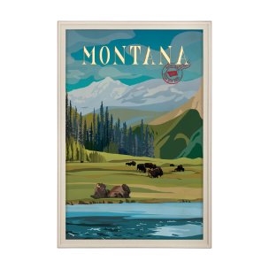 Montana Go USA (XL) by Mercana Studio a Hand Embellished Decograph Framed Art Print under Glass
