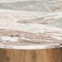 71103-AB - Allyson 54" Round Brown Pedestal w/Savar Pink Marble Top Dining Table