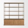 71115-AB - Baron 4-Door Light Brown Wood w/ Gunmetal Open Shelving Unit