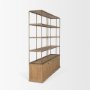 71115-AB - Baron 4-Door Light Brown Wood w/ Gunmetal Open Shelving Unit