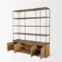71115-AB - Baron 4-Door Light Brown Wood w/ Gunmetal Open Shelving Unit