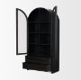 67533 - Gehry 72.3" H Dark Brown Metal Brown Wood and Glass Door Display Cabinet 