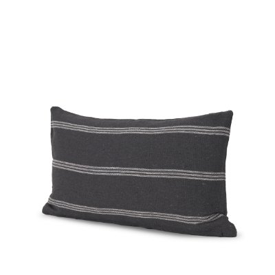 71095 - Jayme 14x26 Gray/White Striped Cotton Lumbar Pillow Cover