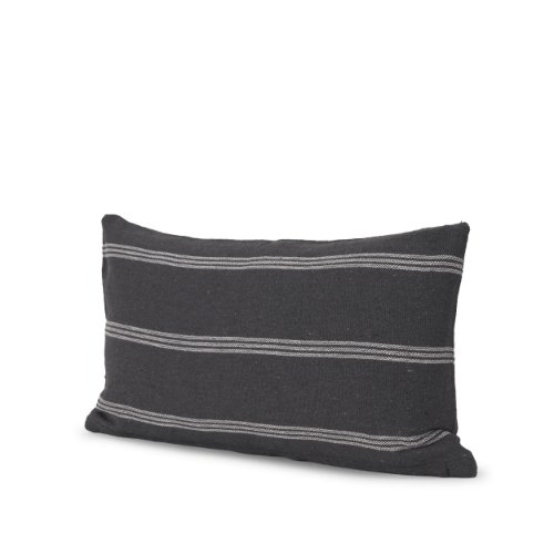 71095 - Jayme 14x26 Gray/White Striped Cotton Lumbar Pillow Cover