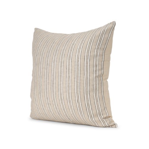 71097 - Jaxon 22x22 Beige/Black Striped Cotton-Linen Square Pillow Cover