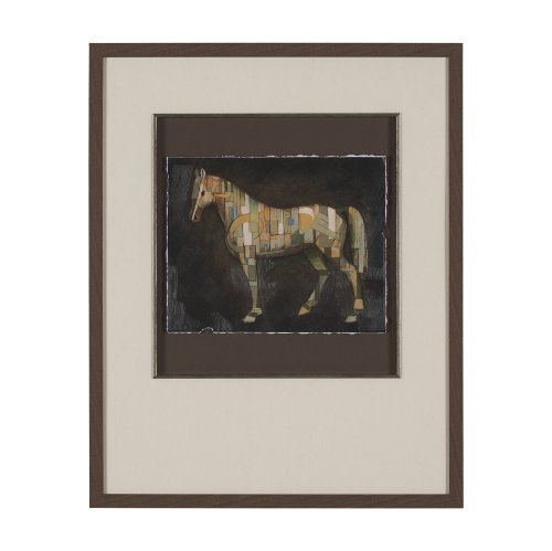 15680 - Mosaic Horse III by Mercana Studio a Hand Embellished Framed Art Print Matted under Glass