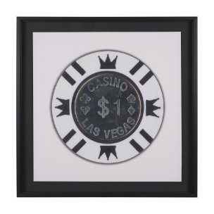 Casino 1 Dollar Vegas Poker Chip By Zap Studio Framed Art Photograph Print under Glass