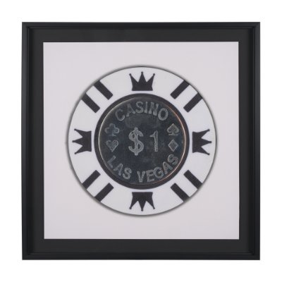 15719 - Casino 1 Dollar Vegas Poker Chip By Zap Studio Framed Art Photograph Print under Glass