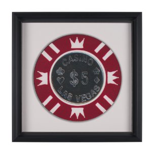 Casino 5 Dollar Vegas Poker Chip By Zap Studio Framed Art Photograph Print under Glass