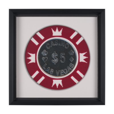 15720 - Casino 5 Dollar Vegas Poker Chip By Zap Studio Framed Art Photograph Print under Glass