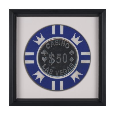 15721 - Casino 50 Dollar Vegas Poker Chip By Zap Studio Framed Art Photograph Print under Glass