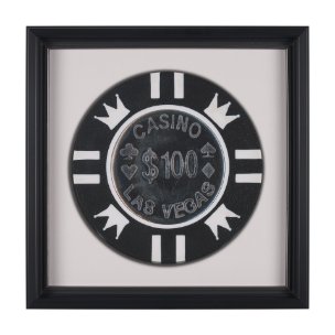 Casino 100 Dollar Vegas Poker Chip By Zap Studio Framed Art Photograph Print under Glass