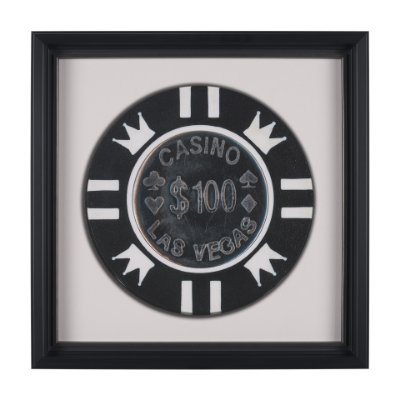 15722 - Casino 100 Dollar Vegas Poker Chip By Zap Studio Framed Art Photograph Print under Glass