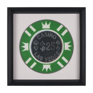 Casino 25 Dollar Vegas Poker Chip By Zap Studio Framed Art Photograph Print under Glass