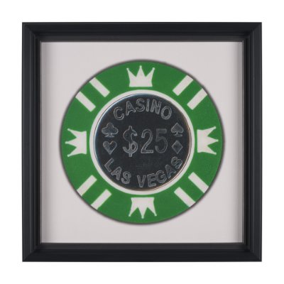 15723 - Casino 25 Dollar Vegas Poker Chip By Zap Studio Framed Art Photograph Print under Glass